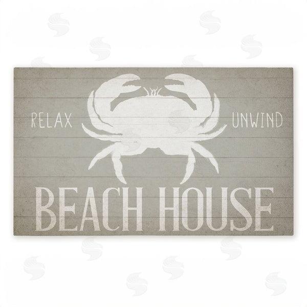 stupell industries Kim Allen | Relax Unwind Beach House Crab Non-Woven Door Mat