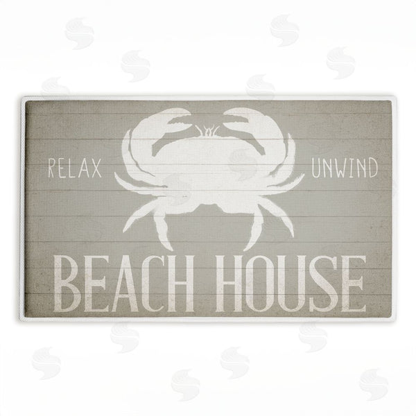 stupell industries Kim Allen | Relax Unwind Beach House Crab Plush Bath Mat