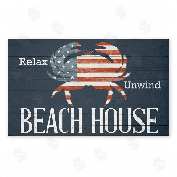 stupell industries Kim Allen | Relax Unwind Patriotic Beach House Non-Woven Door Mat