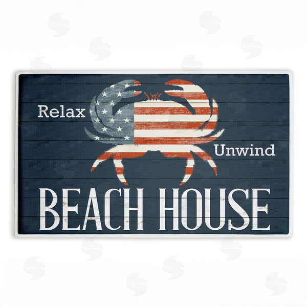 stupell industries Kim Allen | Relax Unwind Patriotic Beach House Plush Bath Mat