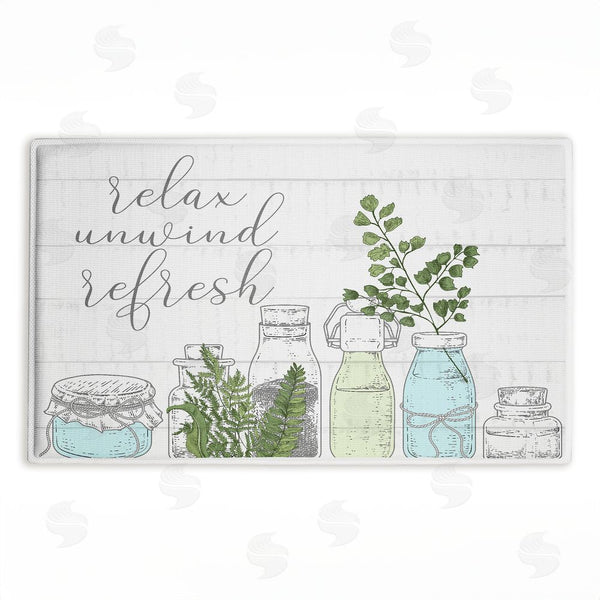 stupell industries Kim Allen | Relax Unwind Refresh Botanicals Plush Bath Mat