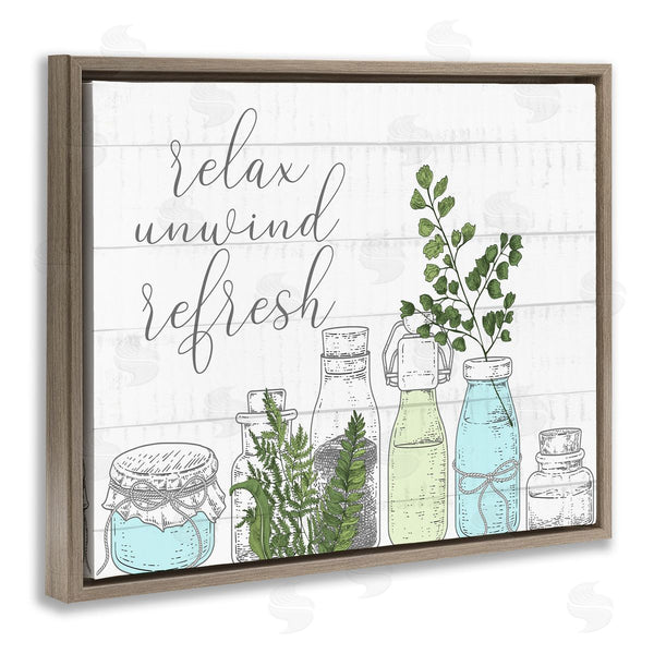 Stupell Industries Kim Allen | Relax Unwind Refresh Country Herbs Botanicals Jars Wall Art