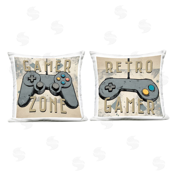 Stupell Industries Kim Allen | Retro Gamer Controllers Printed Throw Pillow Set