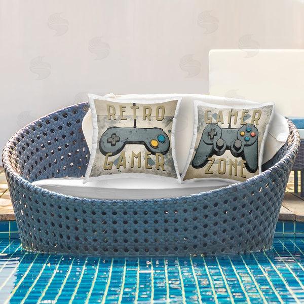 Stupell Industries Kim Allen | Retro Gamer Controllers Printed Throw Pillow Set