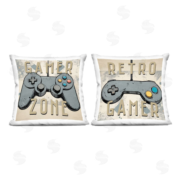 stupell industries Kim Allen | Retro Gamer Controllers Printed Throw Pillow Set