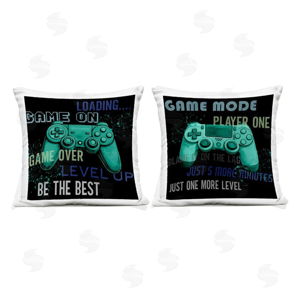 Stupell Industries Kim Allen | Retro Gaming Phrases Controllers Printed Throw Pillow Set