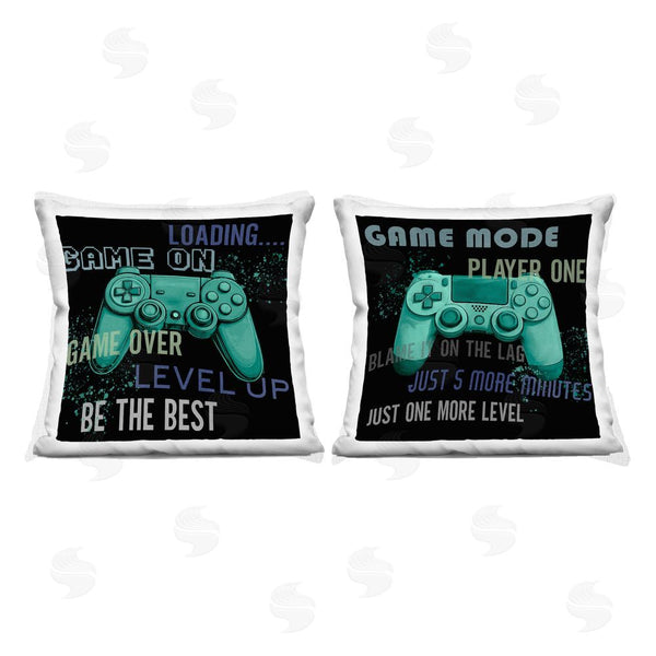 stupell industries Kim Allen | Retro Gaming Phrases Controllers Printed Throw Pillow Set
