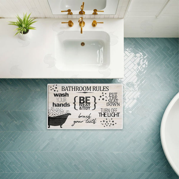 Stupell Industries Kim Allen | Rustic Bathroom Rules Plush Bath Mat