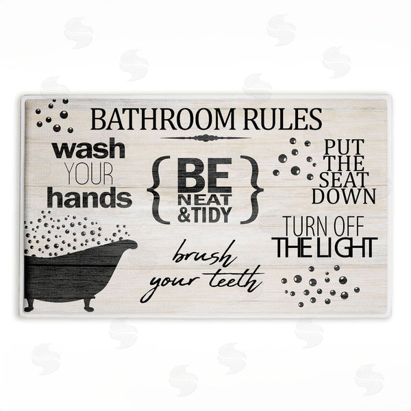 stupell industries Kim Allen | Rustic Bathroom Rules Plush Bath Mat
