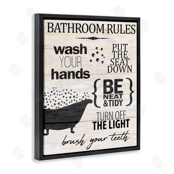 Stupell Industries Kim Allen | Rustic Bathroom Rules Sign Wash Hands Typography Wall Art