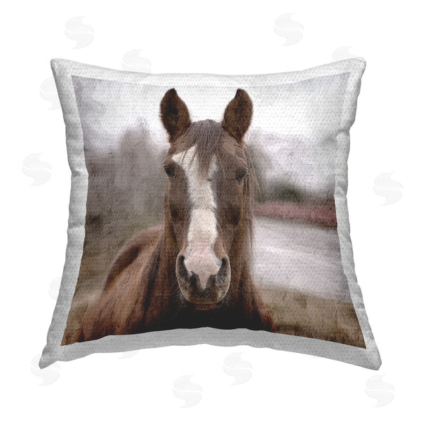Stupell Industries Kim Allen | Rustic Brown Horse Printed Throw Pillow