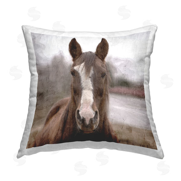 stupell industries Kim Allen | Rustic Brown Horse Printed Throw Pillow