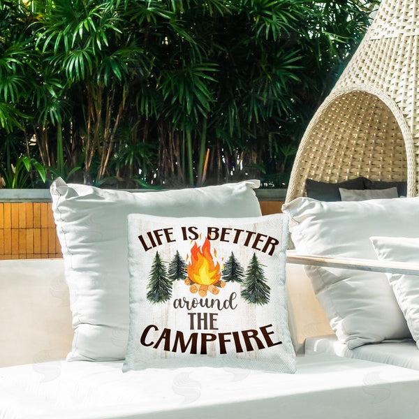 Stupell Industries Kim Allen | Rustic Campfire Phrase Printed Throw Pillow