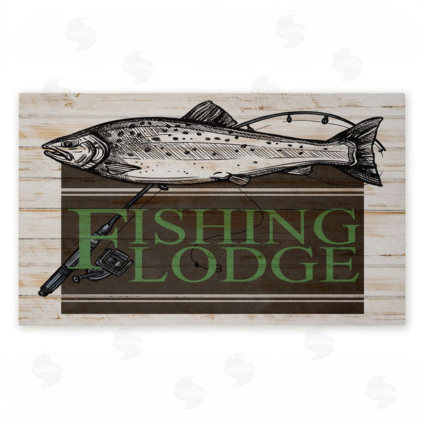 stupell industries Kim Allen | Rustic Fishing Lodge Non-Woven Door Mat
