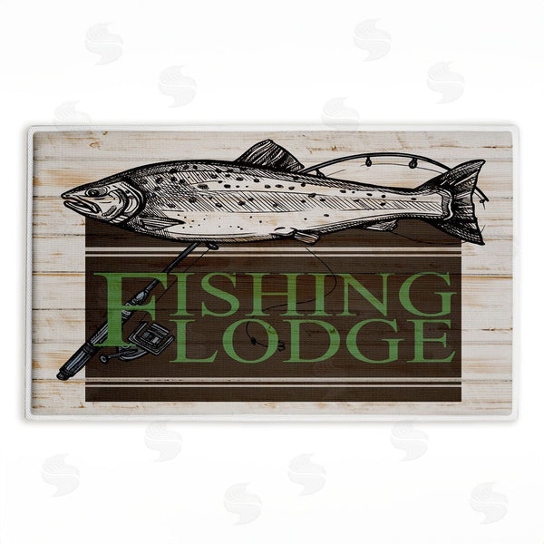 stupell industries Kim Allen | Rustic Fishing Lodge Plush Bath Mat