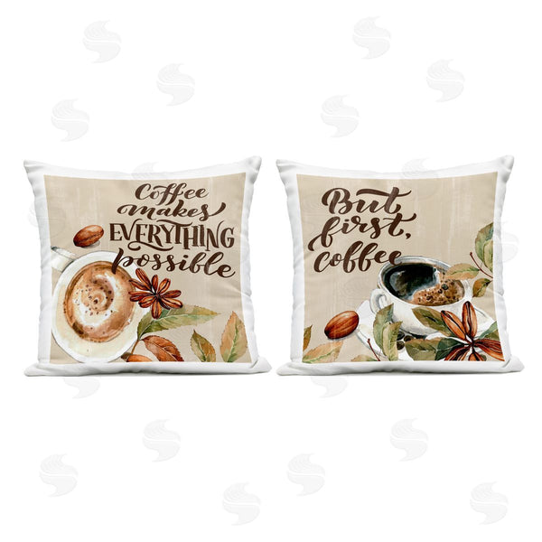 Stupell Industries Kim Allen | Rustic Kitchen Coffee Phrases Printed Throw Pillow Set