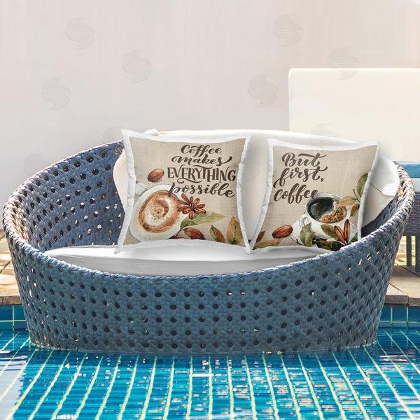 Stupell Industries Kim Allen | Rustic Kitchen Coffee Phrases Printed Throw Pillow Set