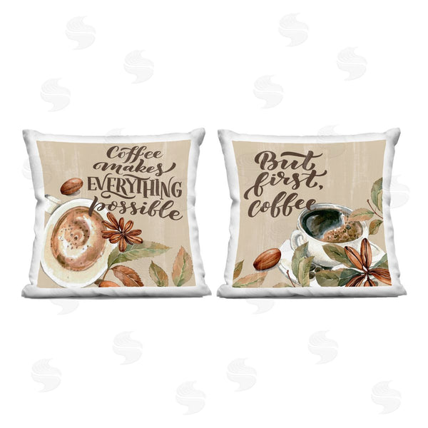 stupell industries Kim Allen | Rustic Kitchen Coffee Phrases Printed Throw Pillow Set