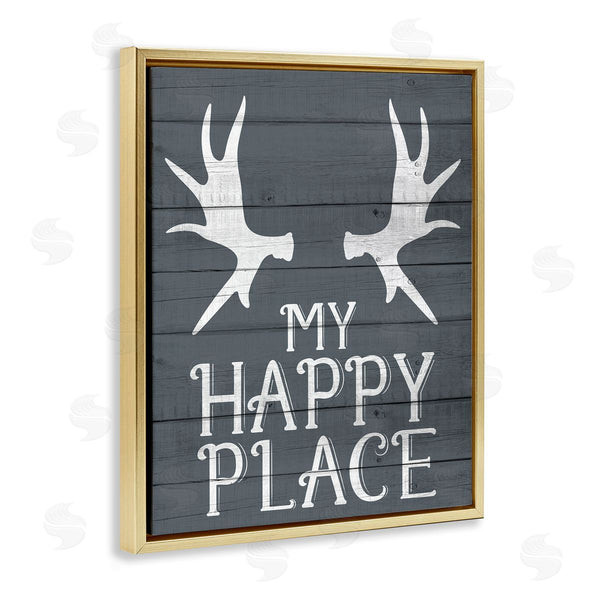 Stupell Industries Kim Allen | Rustic My Happy Place Antlers