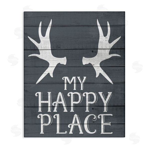 stupell industries Kim Allen | Rustic My Happy Place Antlers