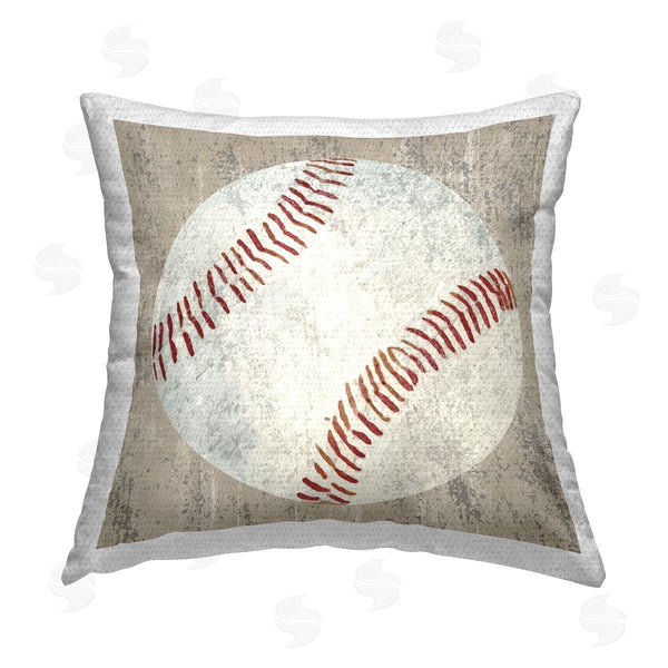 Stupell Industries Kim Allen | Rustic Natural Baseball Printed Throw Pillow