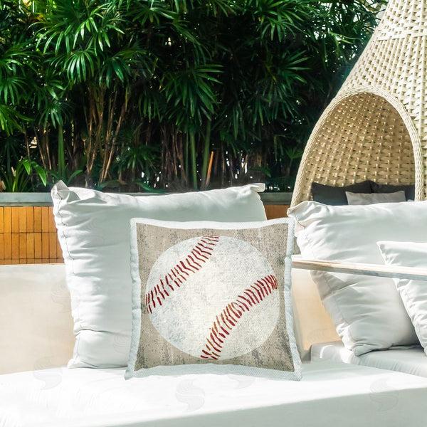 Stupell Industries Kim Allen | Rustic Natural Baseball Printed Throw Pillow