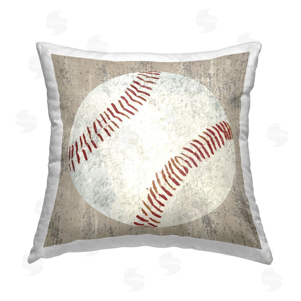 stupell industries Kim Allen | Rustic Natural Baseball Printed Throw Pillow