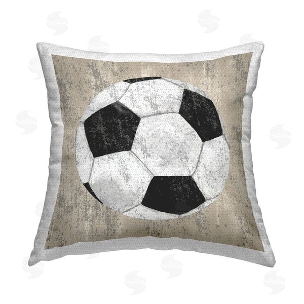 Stupell Industries Kim Allen | Rustic Natural Soccer Ball Printed Throw Pillow