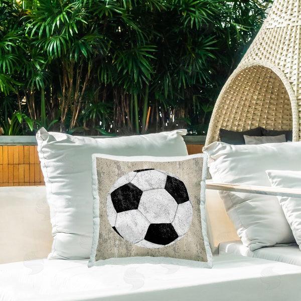 Stupell Industries Kim Allen | Rustic Natural Soccer Ball Printed Throw Pillow