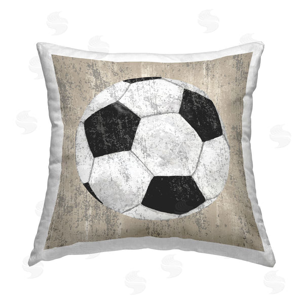 stupell industries Kim Allen | Rustic Natural Soccer Ball Printed Throw Pillow
