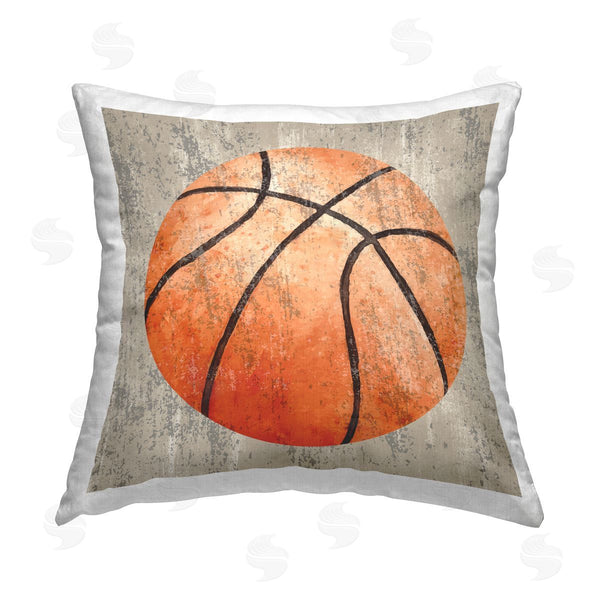 stupell industries Kim Allen | Rustic Sports Basketball Printed Throw Pillow