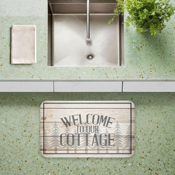 Stupell Industries Kim Allen | Rustic Welcome Cottage Trees Anti-Fatigue Mat