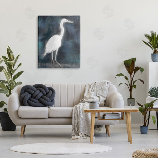 Stupell Industries Kim Allen | Rustic White Heron Rustic Distressed Scene Tall Bird Wall Art