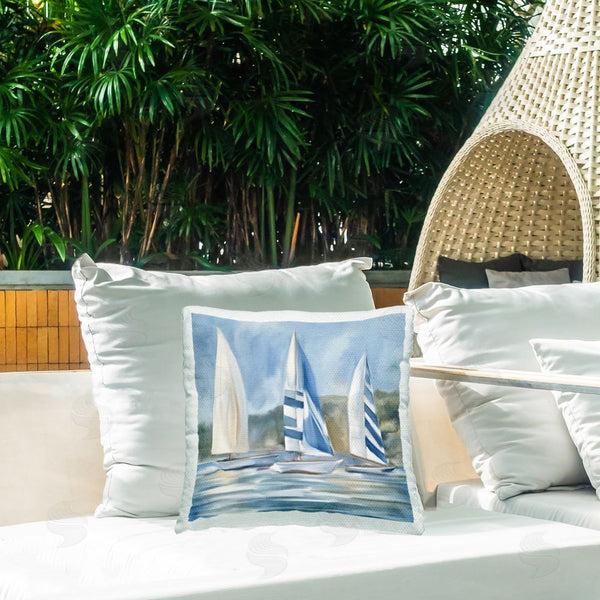 Stupell Industries Kim Allen | Sailboat Trio Drifting Printed Throw Pillow