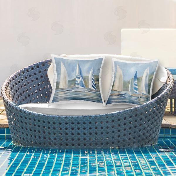 Stupell Industries Kim Allen | Sailing Striped Boats Printed Throw Pillow Set