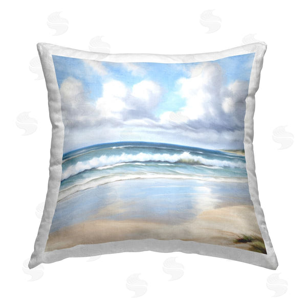 stupell industries Kim Allen | Sand Walk Ocean Waves Printed Throw Pillow