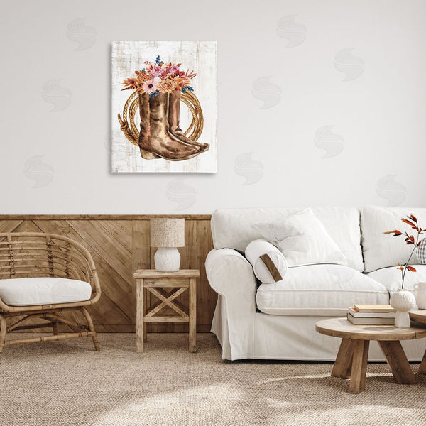 Stupell Industries Kim Allen | Shabby Chic Floral Boots Wall Art