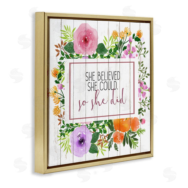 Stupell Industries Kim Allen | She Believed Flower Wreath