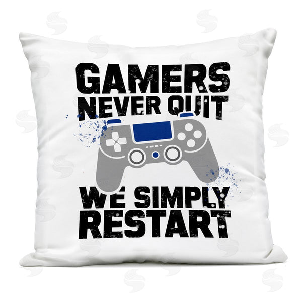 Stupell Industries Kim Allen | Simply Restart Gamer Motivation Printed Throw Pillow