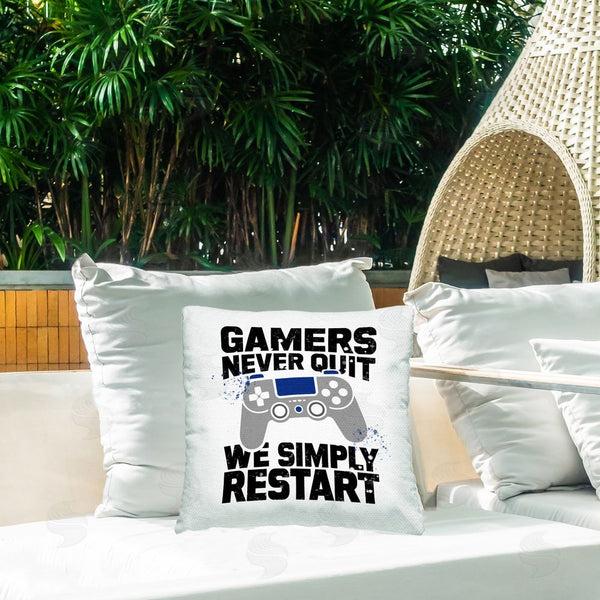 Stupell Industries Kim Allen | Simply Restart Gamer Motivation Printed Throw Pillow