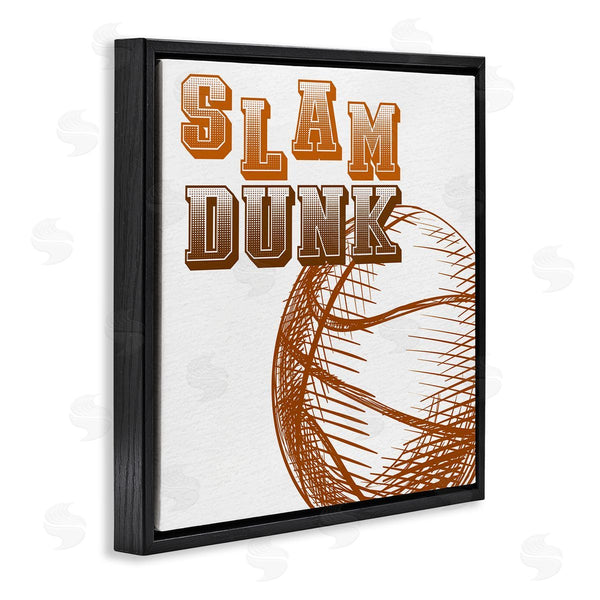 Stupell Industries Kim Allen | Slam Dunk Basketball Sports Ball Orange Varsity Typography Wall Art