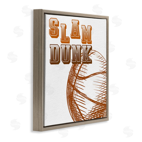 Stupell Industries Kim Allen | Slam Dunk Basketball Sports Ball Orange Varsity Typography Wall Art