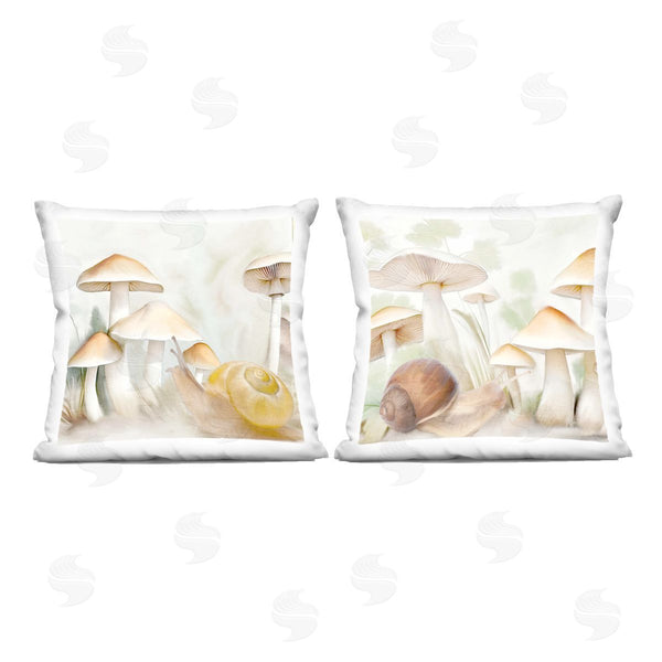 stupell industries Kim Allen | Snail Crawl by Mushrooms Printed Throw Pillow Set