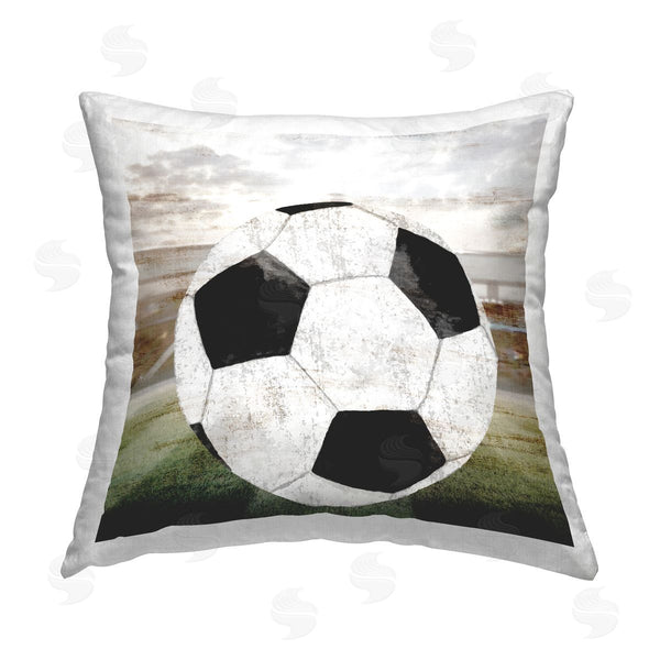 stupell industries Kim Allen | Soccer Ball On Field Printed Throw Pillow