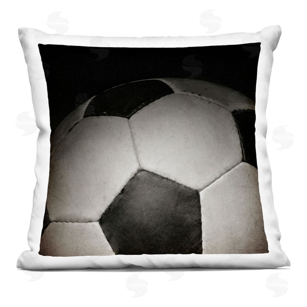 stupell industries Kim Allen | Soccer Closeup On Black Printed Throw Pillow