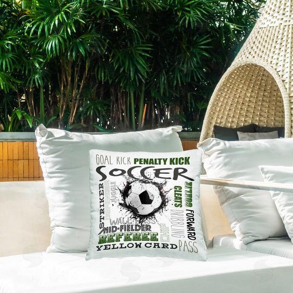 Stupell Industries Kim Allen | Soccer Kick Game Phrases Printed Throw Pillow