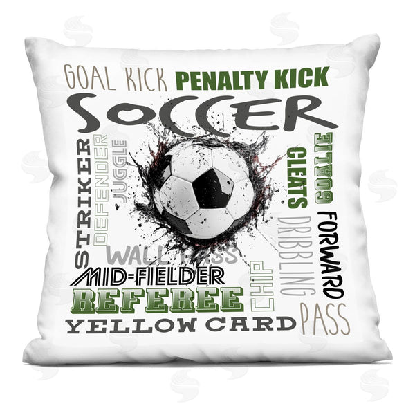 stupell industries Kim Allen | Soccer Kick Game Phrases Printed Throw Pillow