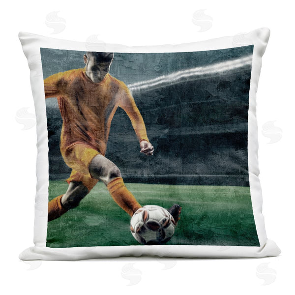 Stupell Industries Kim Allen | Soccer Kick In Action Printed Throw Pillow