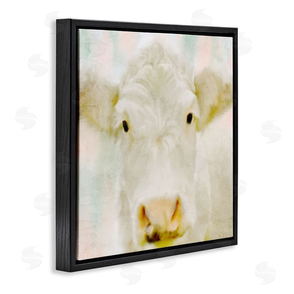 Stupell Industries Kim Allen | Soft White Cow Cattle Face Closeup Layered Background Wall Art
