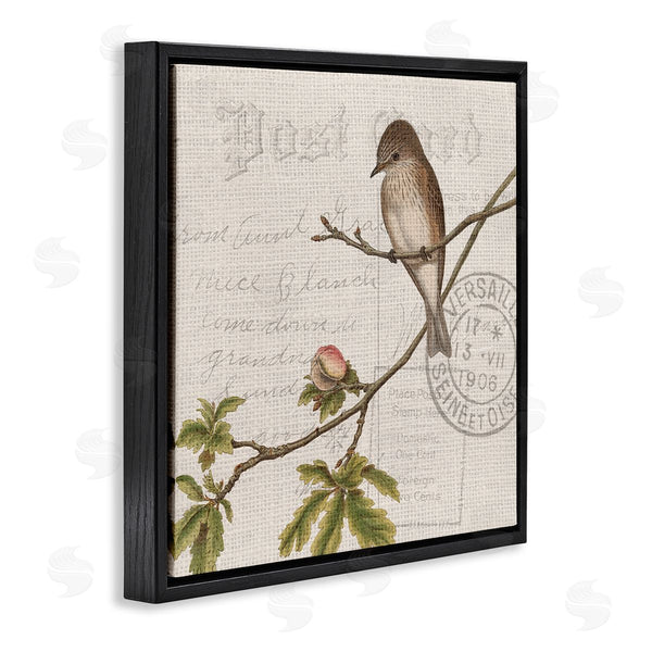 Stupell Industries Kim Allen | Song Bird Tree Branch Vintage Postal Card Pattern Wall Art
